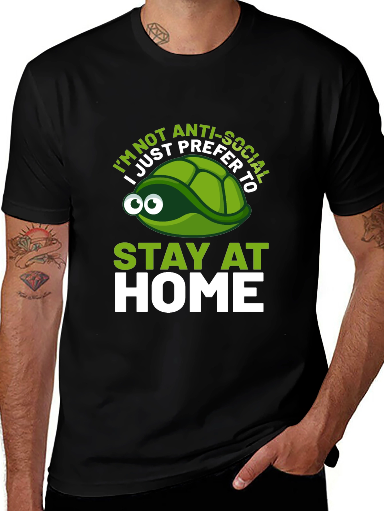 Anti-Social Turtle Graphic T-Shirt
