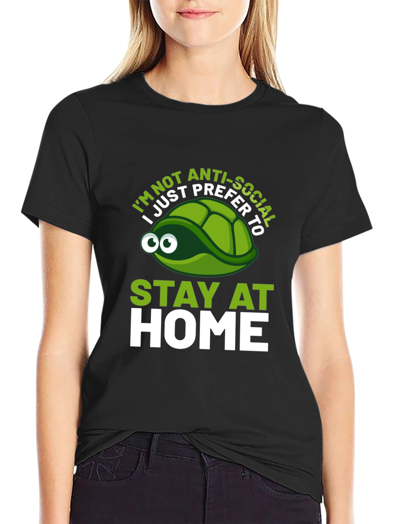 Anti-Social Turtle Graphic T-Shirt