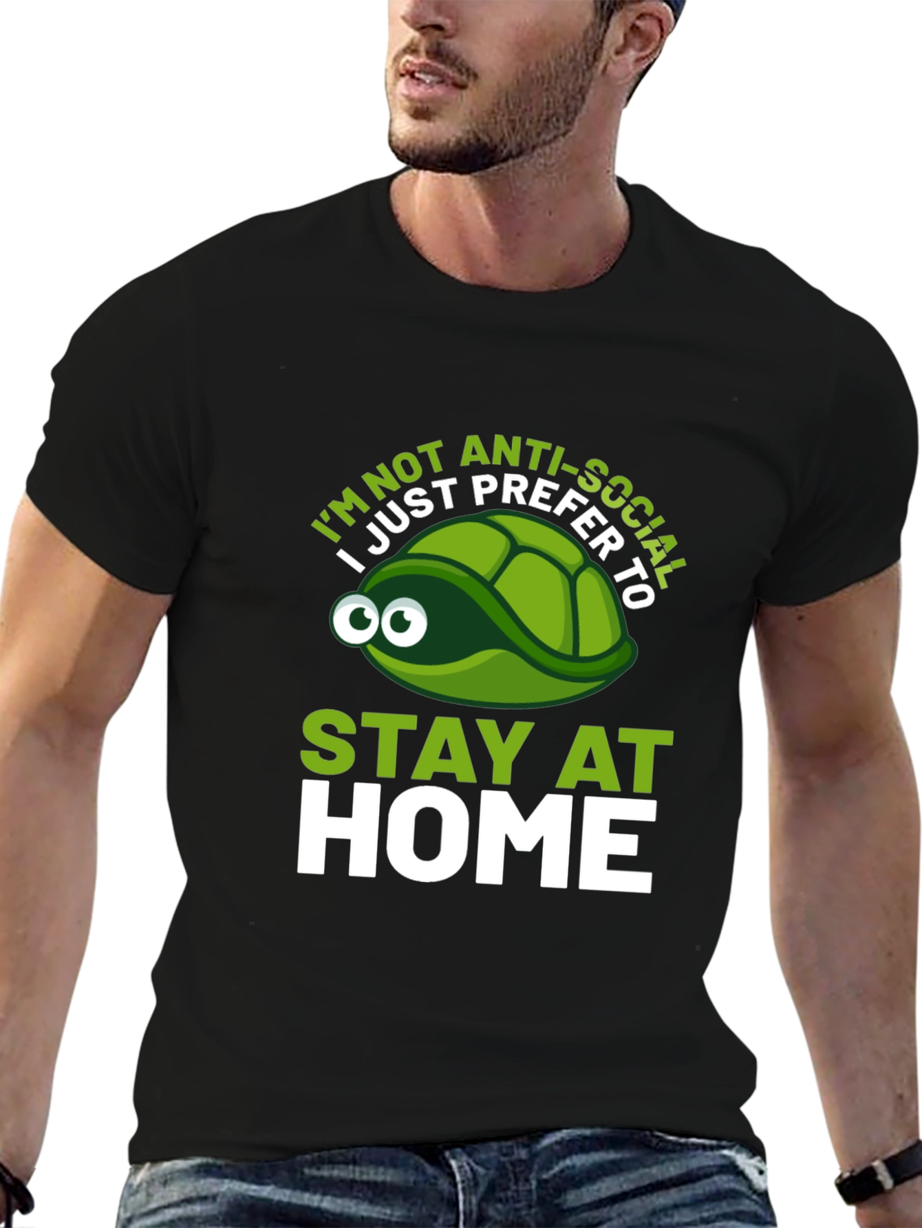 Anti-Social Turtle Graphic T-Shirt