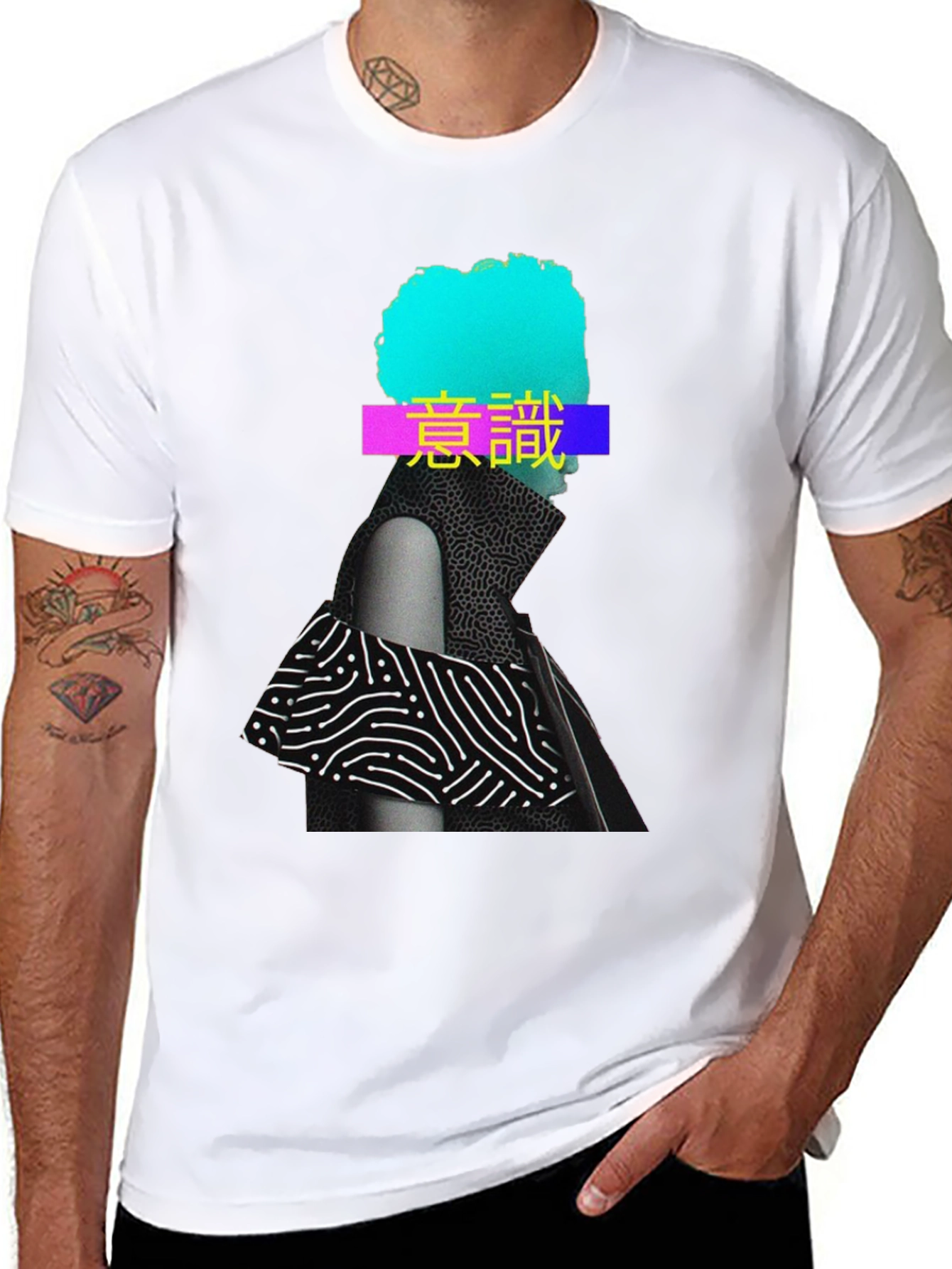 Abstract Graphic Print T-Shirt - Black