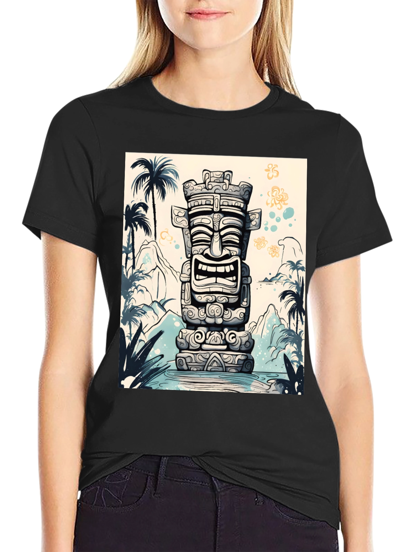 Tropical Tiki Totem Graphic Tee - Island Style