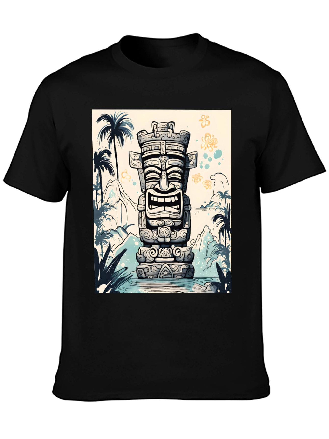 Tropical Tiki Totem Graphic Tee - Island Style