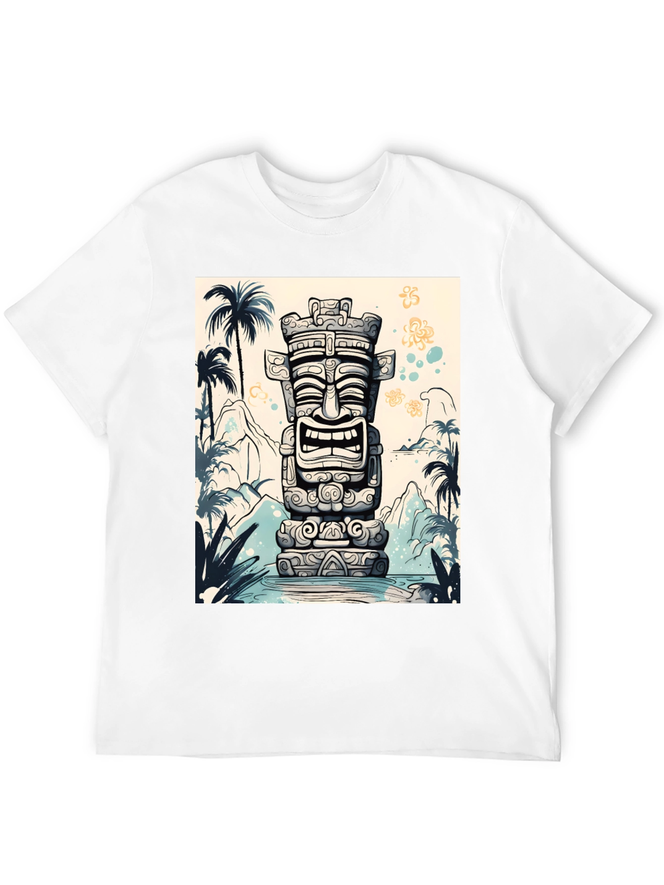 Tropical Tiki Totem Graphic Tee - Island Style