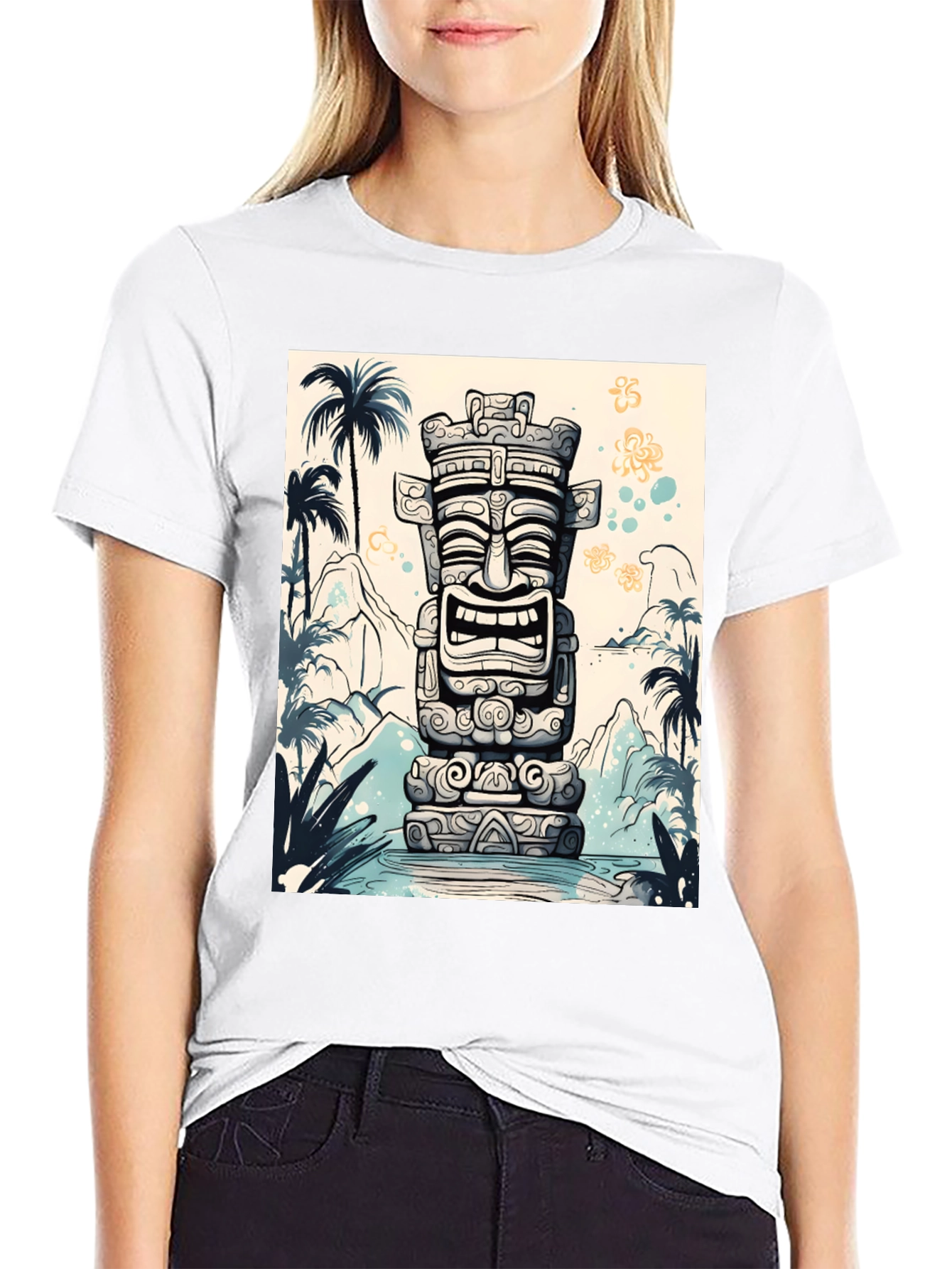 Tropical Tiki Totem Graphic Tee - Island Style