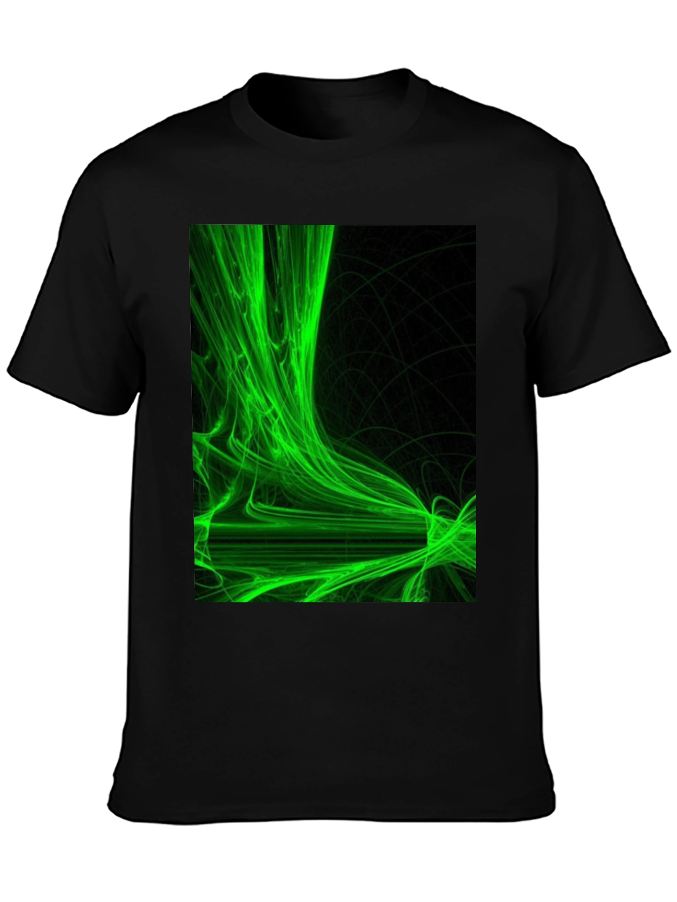 Abstract Green Graphic Black T-Shirt