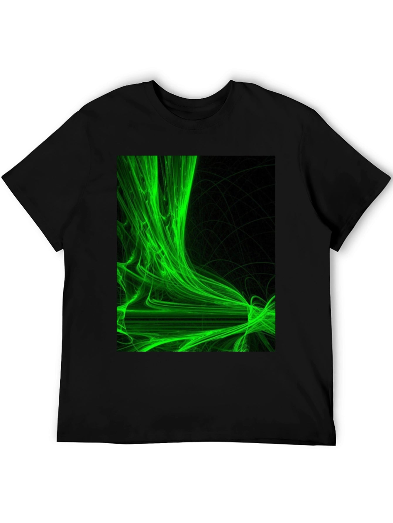 Abstract Green Graphic Black T-Shirt