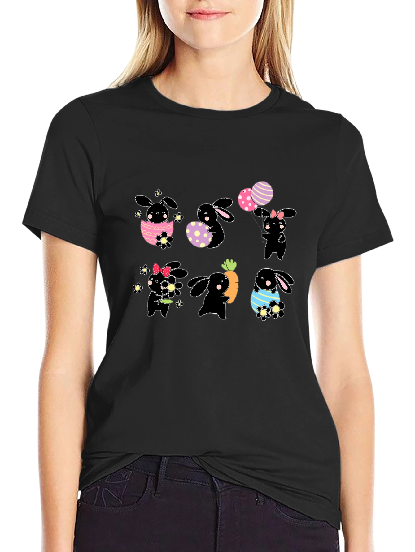 Easter Bunny T-Shirt - Cute Black Rabbit Design