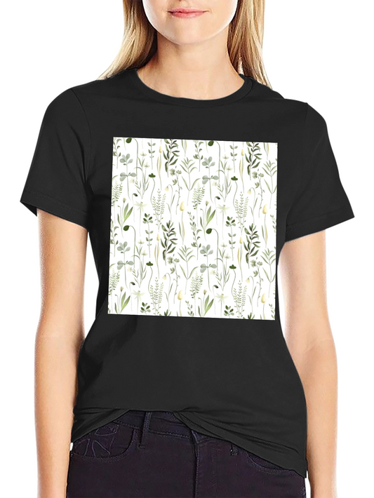 Floral Pattern Black T-Shirt