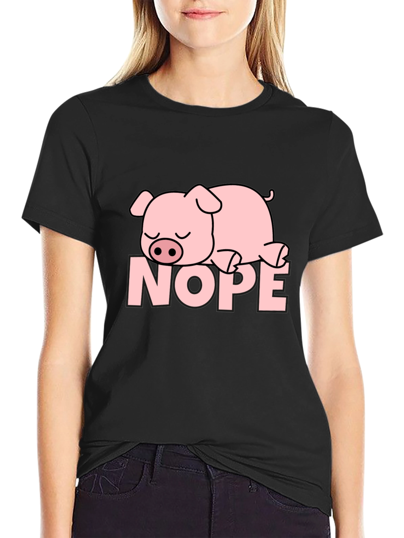 Nope Lazy Pig T-Shirt