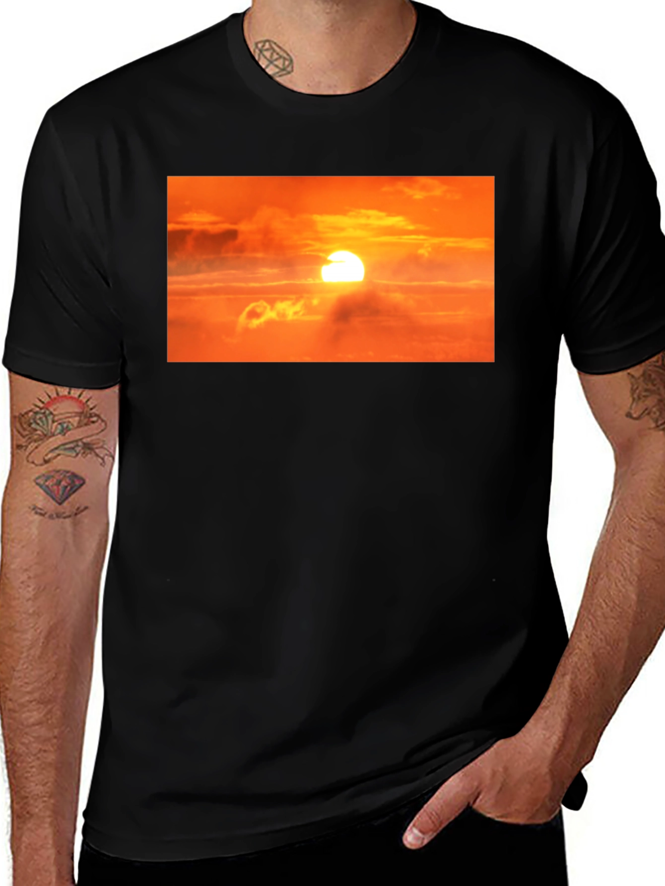Sunrise Graphic Print Black T-Shirt