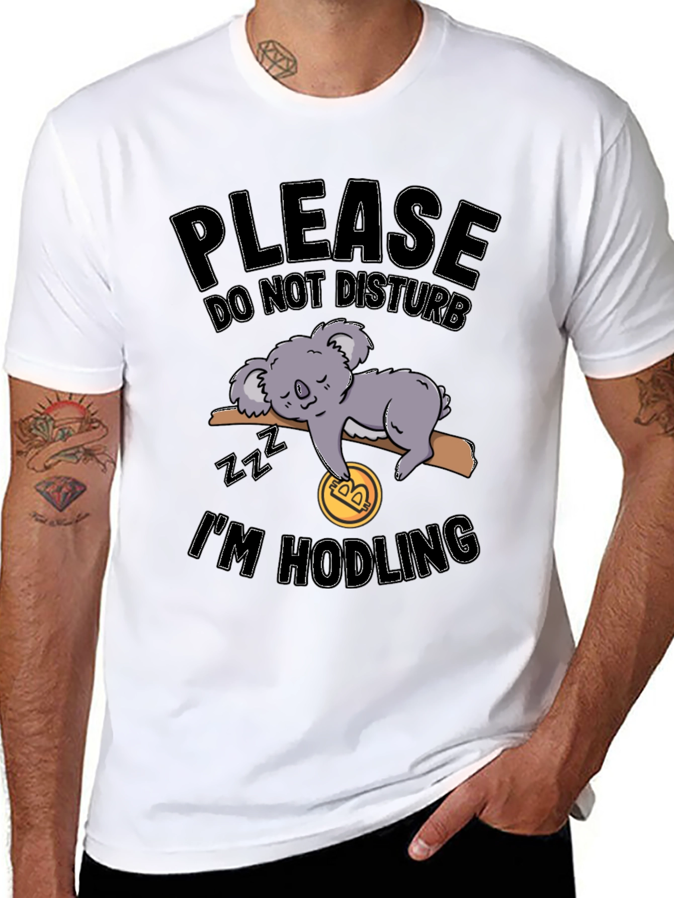 Funny Crypto Koala Hodler Black T-Shirt