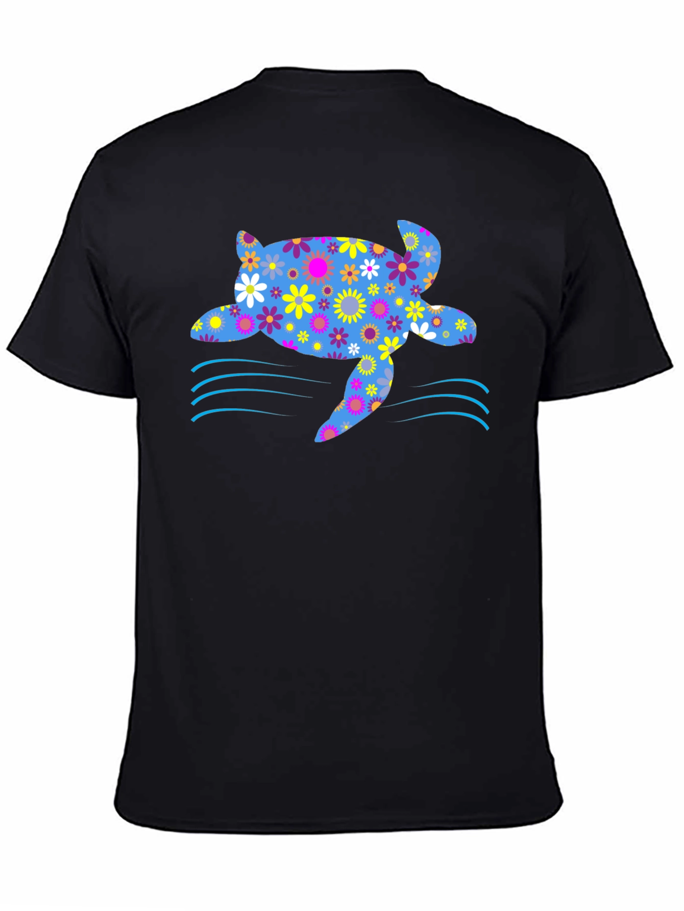 Floral Sea Turtle Graphic T-Shirt