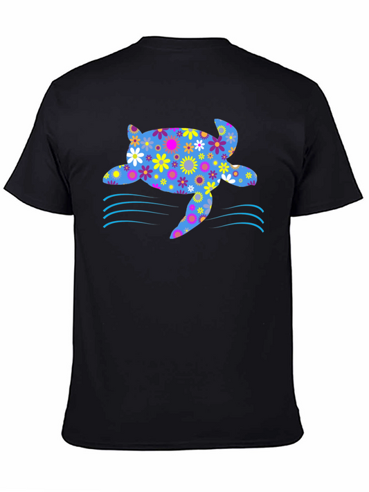Floral Sea Turtle Graphic T-Shirt