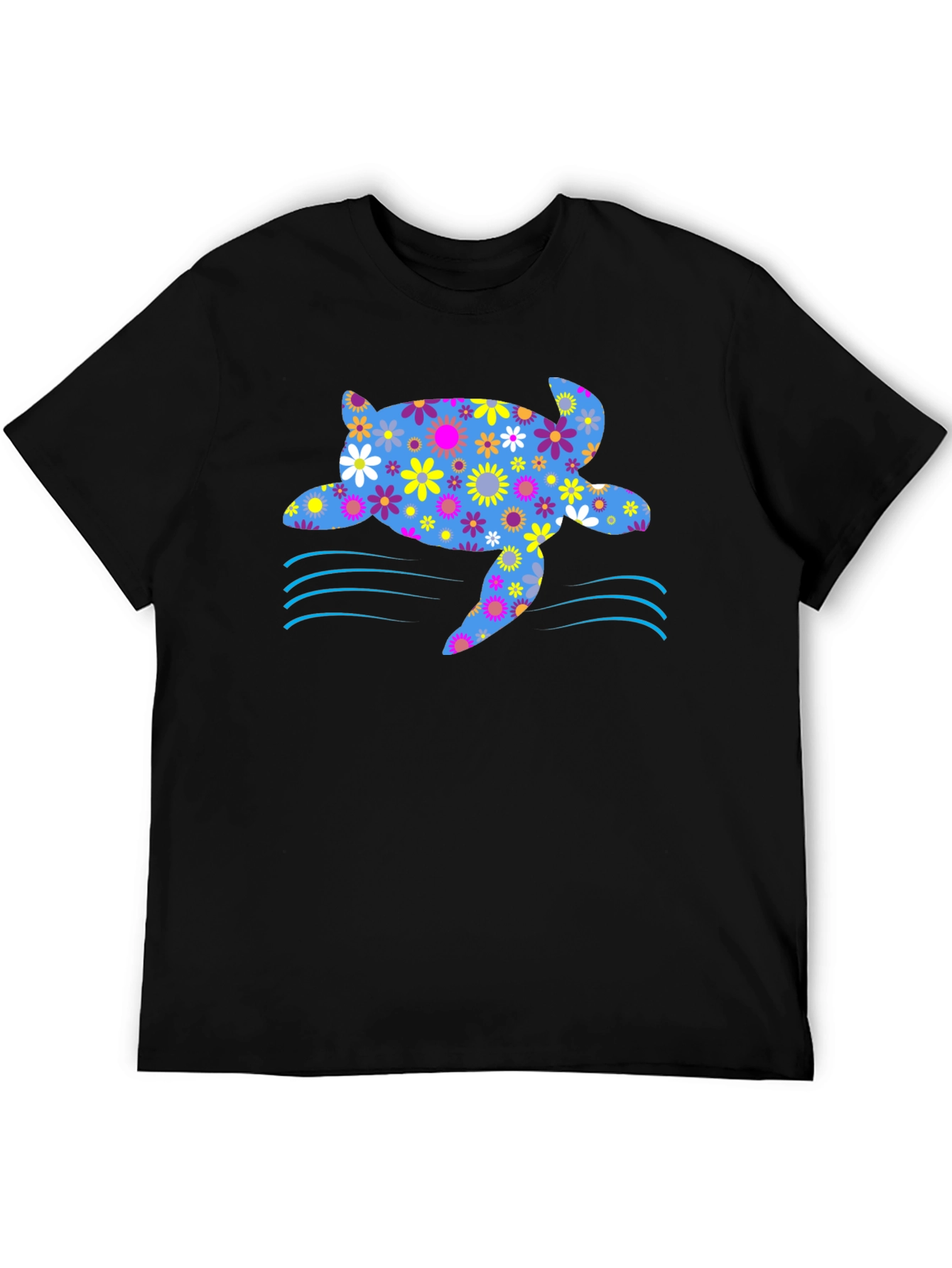 Floral Sea Turtle Graphic T-Shirt