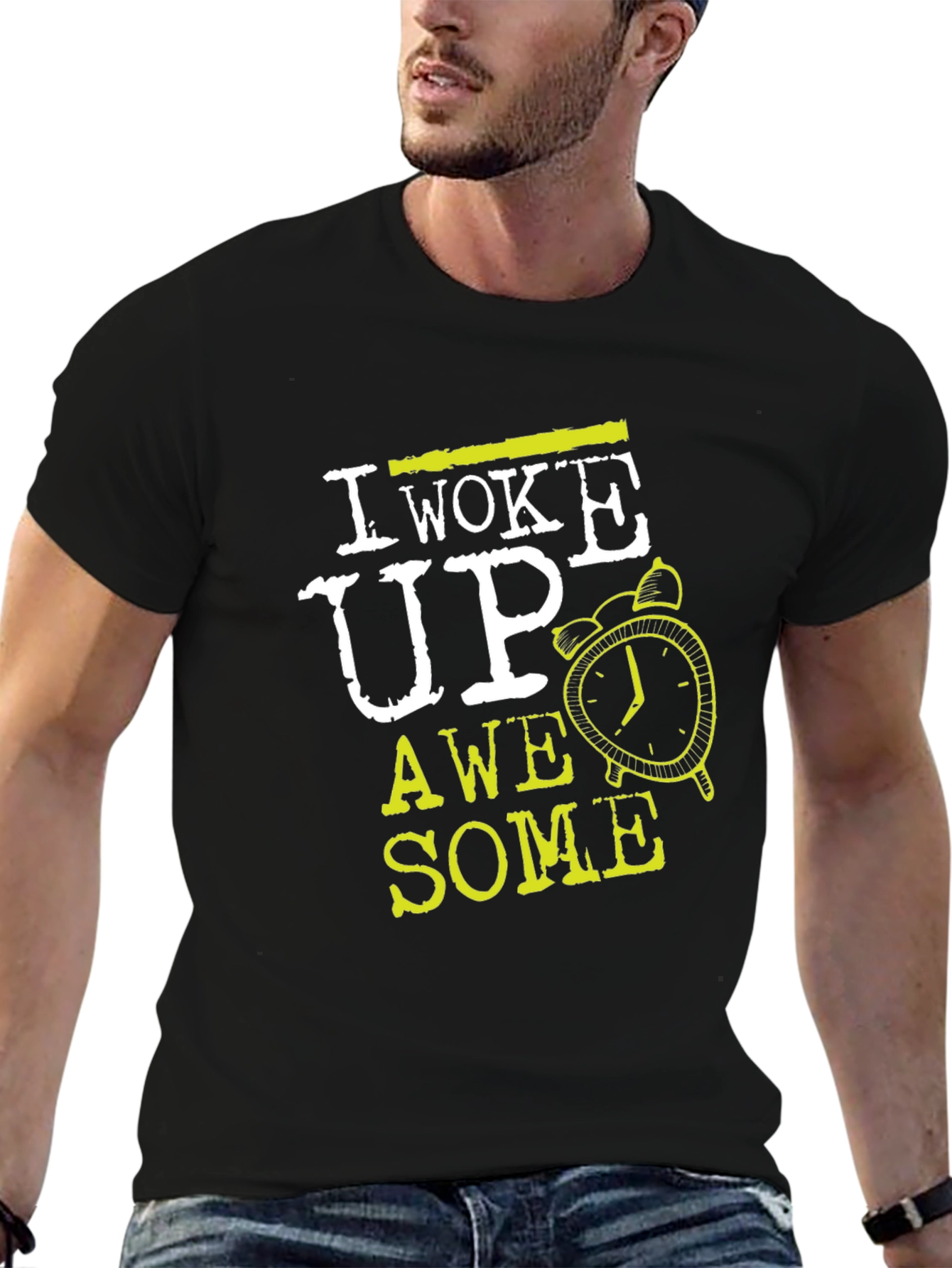 I Woke Up Awesome Black Graphic Tee