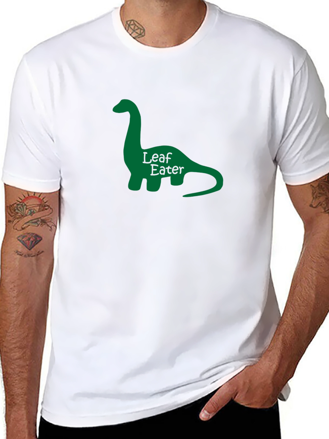 Leaf Eater Dinosaur Graphic Tee - Black
