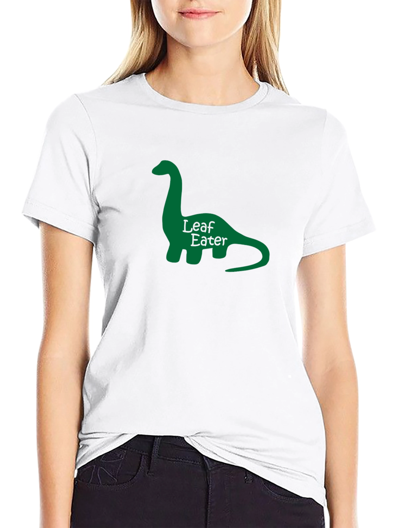 Leaf Eater Dinosaur Graphic Tee - Black