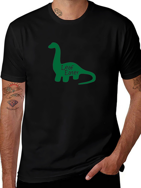 Leaf Eater Dinosaur Graphic Tee - Black