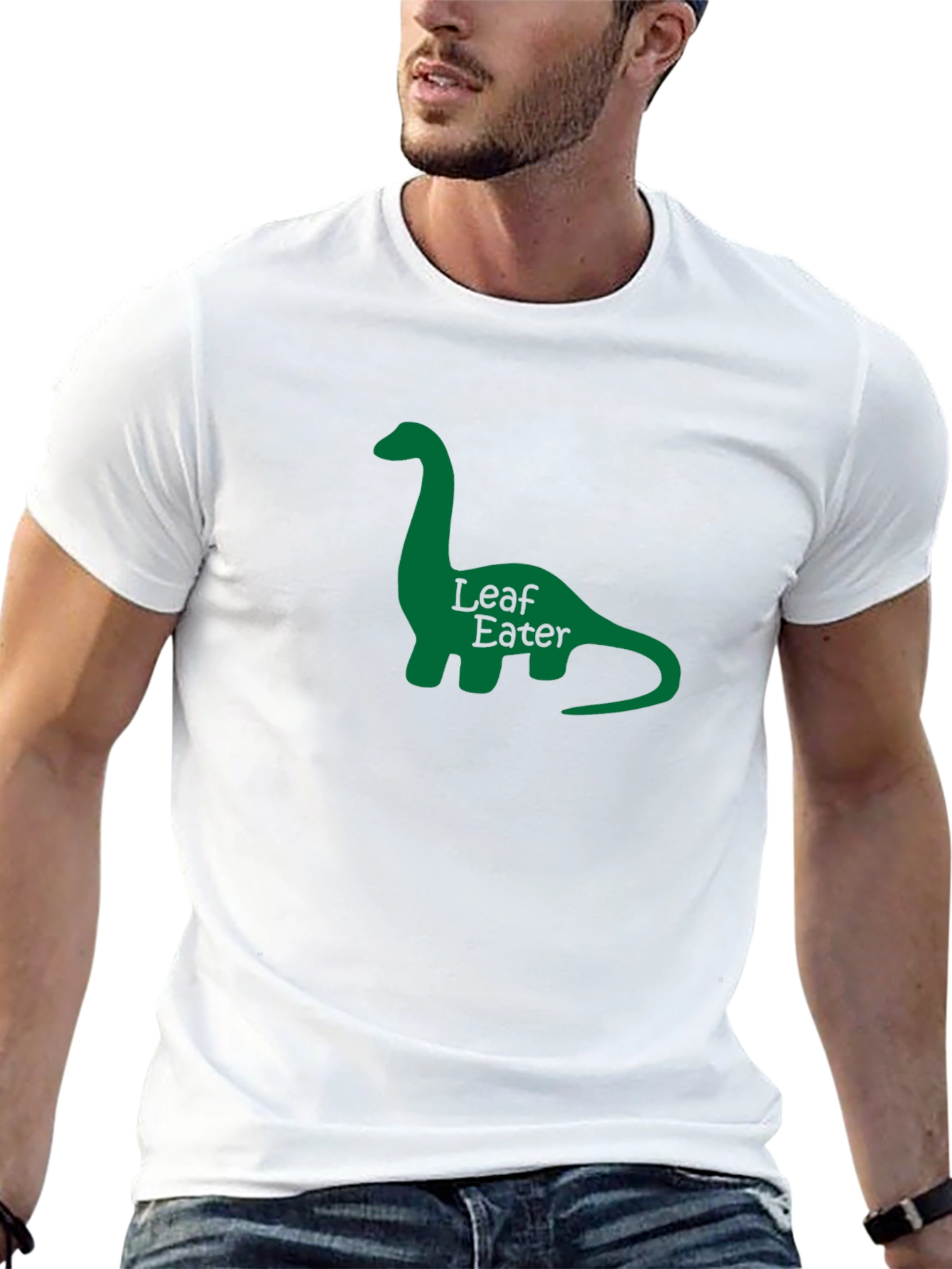 Leaf Eater Dinosaur Graphic Tee - Black