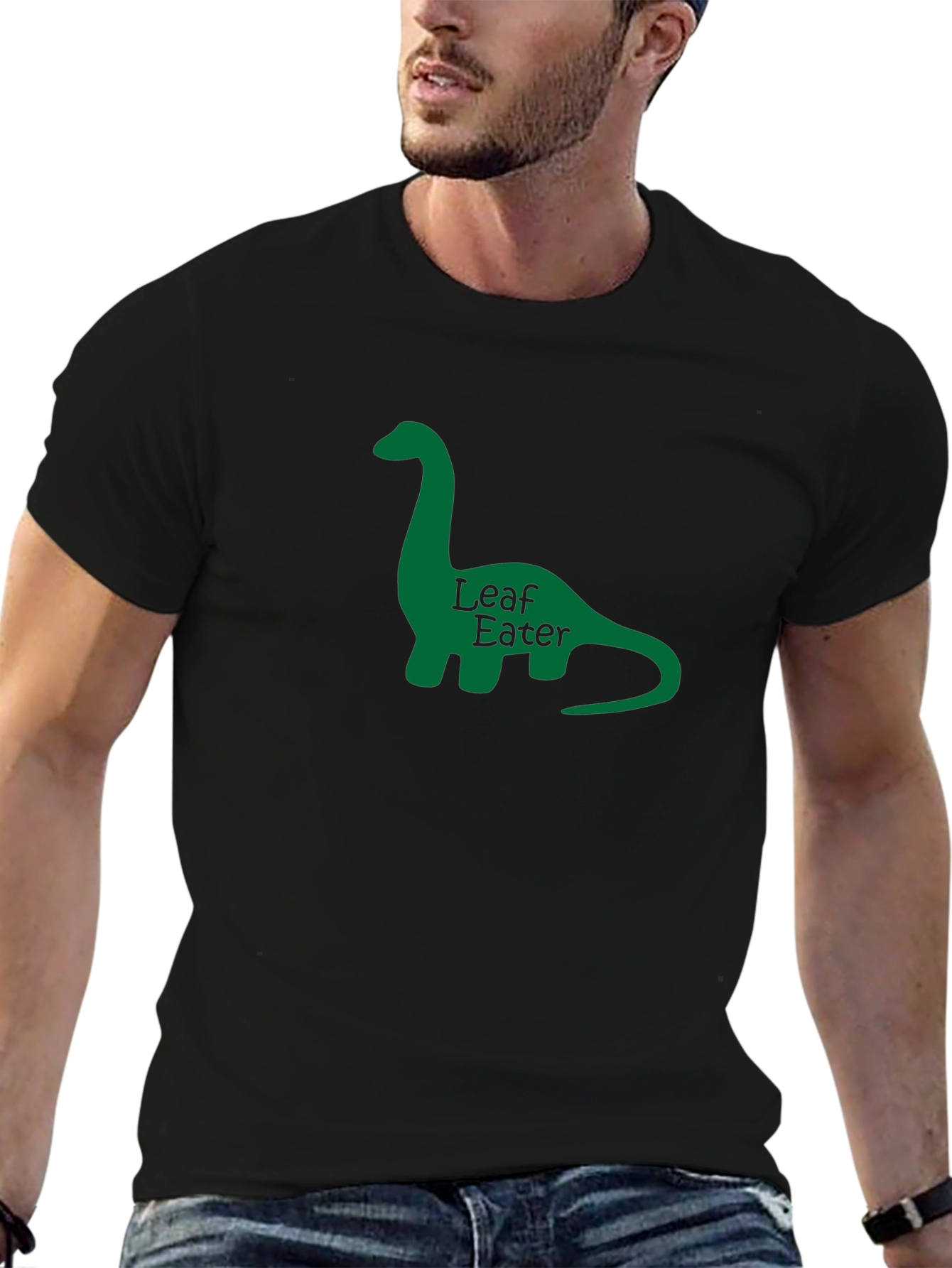 Leaf Eater Dinosaur Graphic Tee - Black