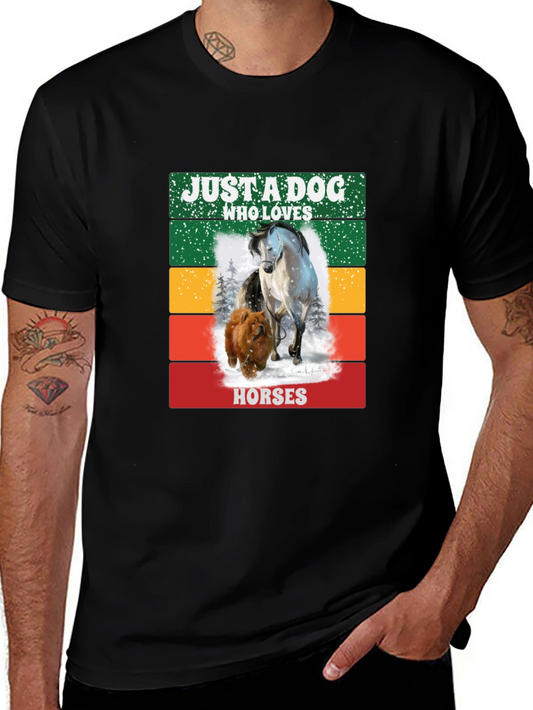 Dog & Horse Lover Tee - Just a Dog Who Loves Horses