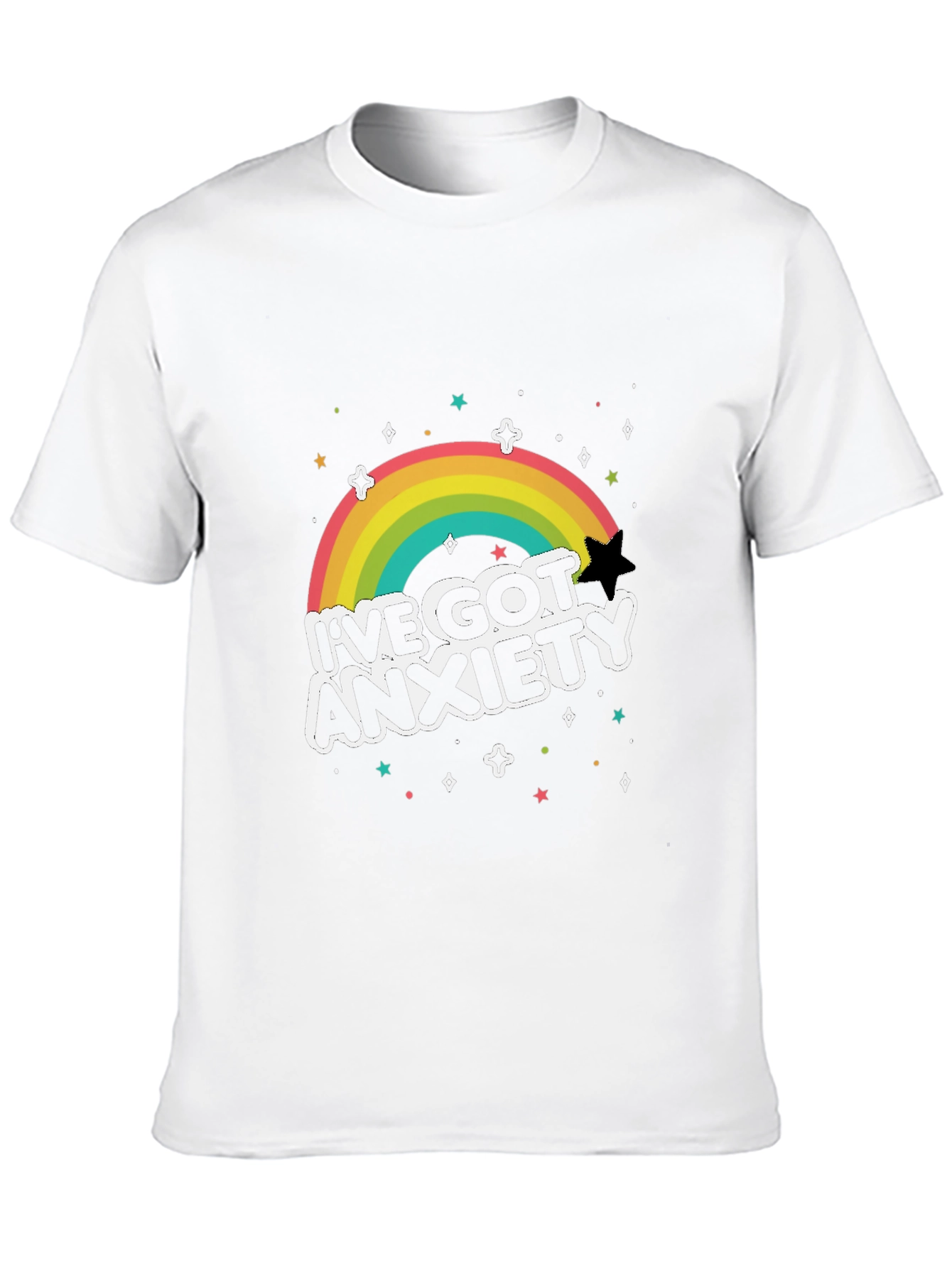 Anxiety Rainbow Graphic Tee - Black T-Shirt
