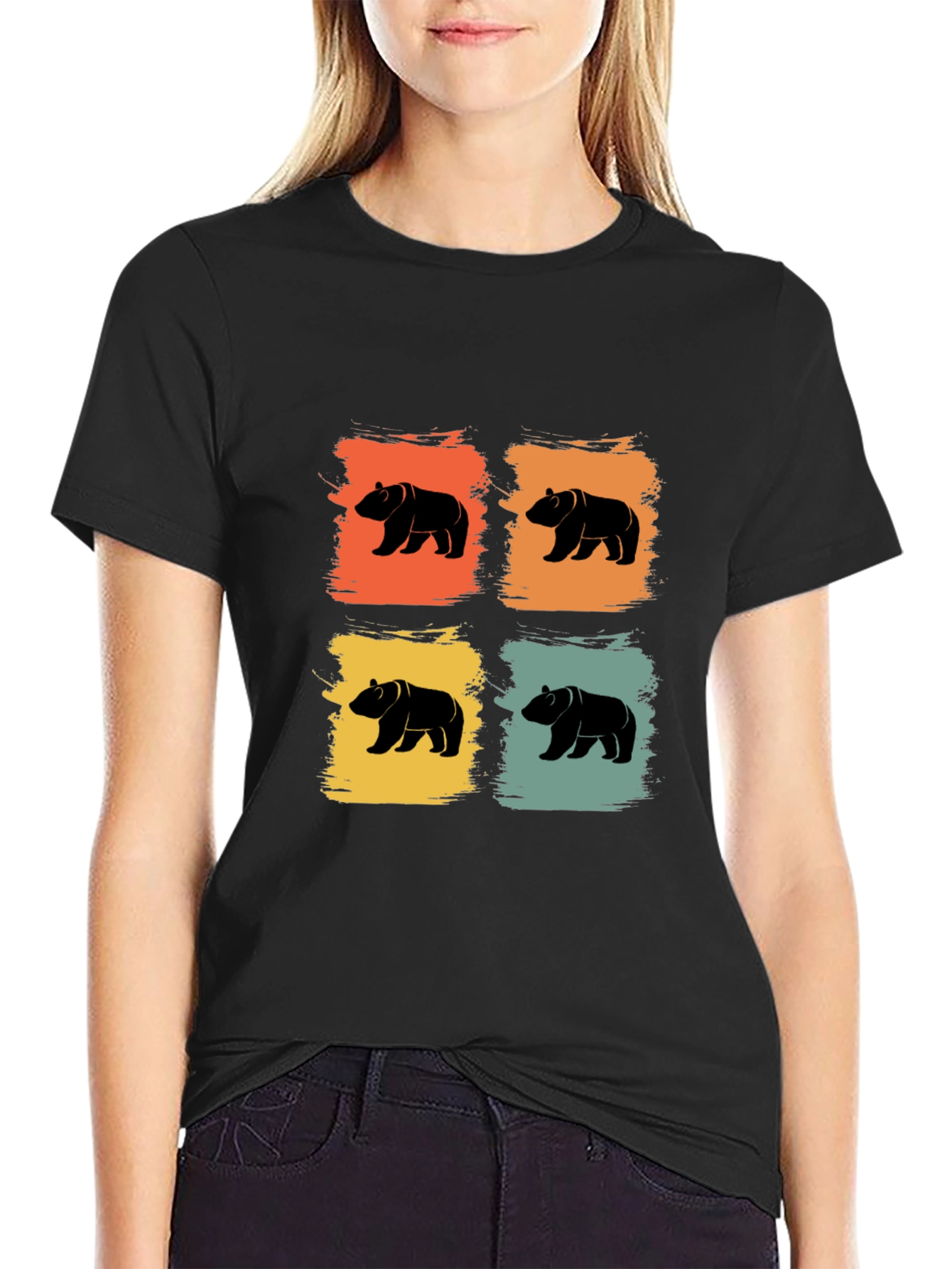 Retro Bear Graphic Tee - Mens Black T-Shirt