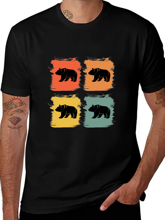 Retro Bear Graphic Tee - Mens Black T-Shirt