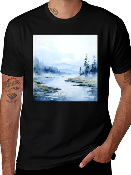 Watercolor Landscape Graphic Tee - Natures Embrace
