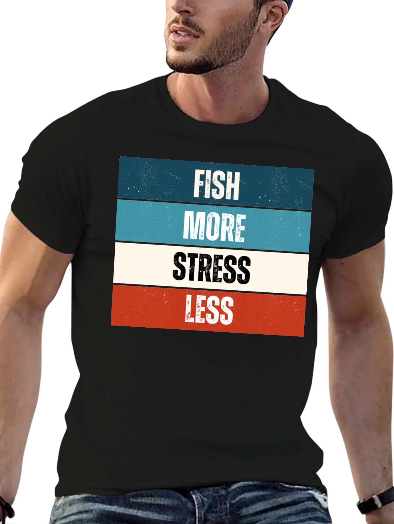 Fish More Stress Less Graphic Tee
