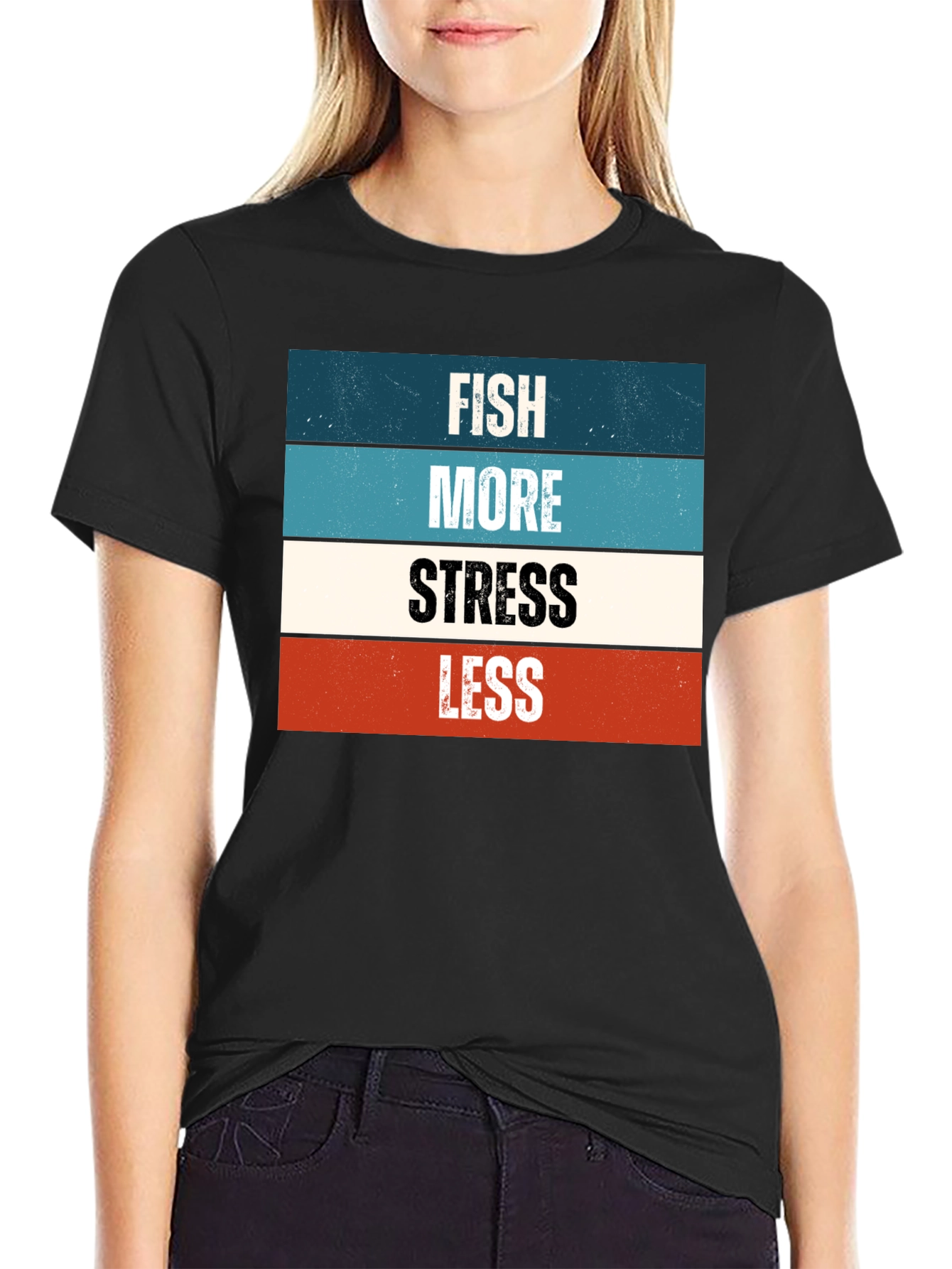 Fish More Stress Less Graphic Tee