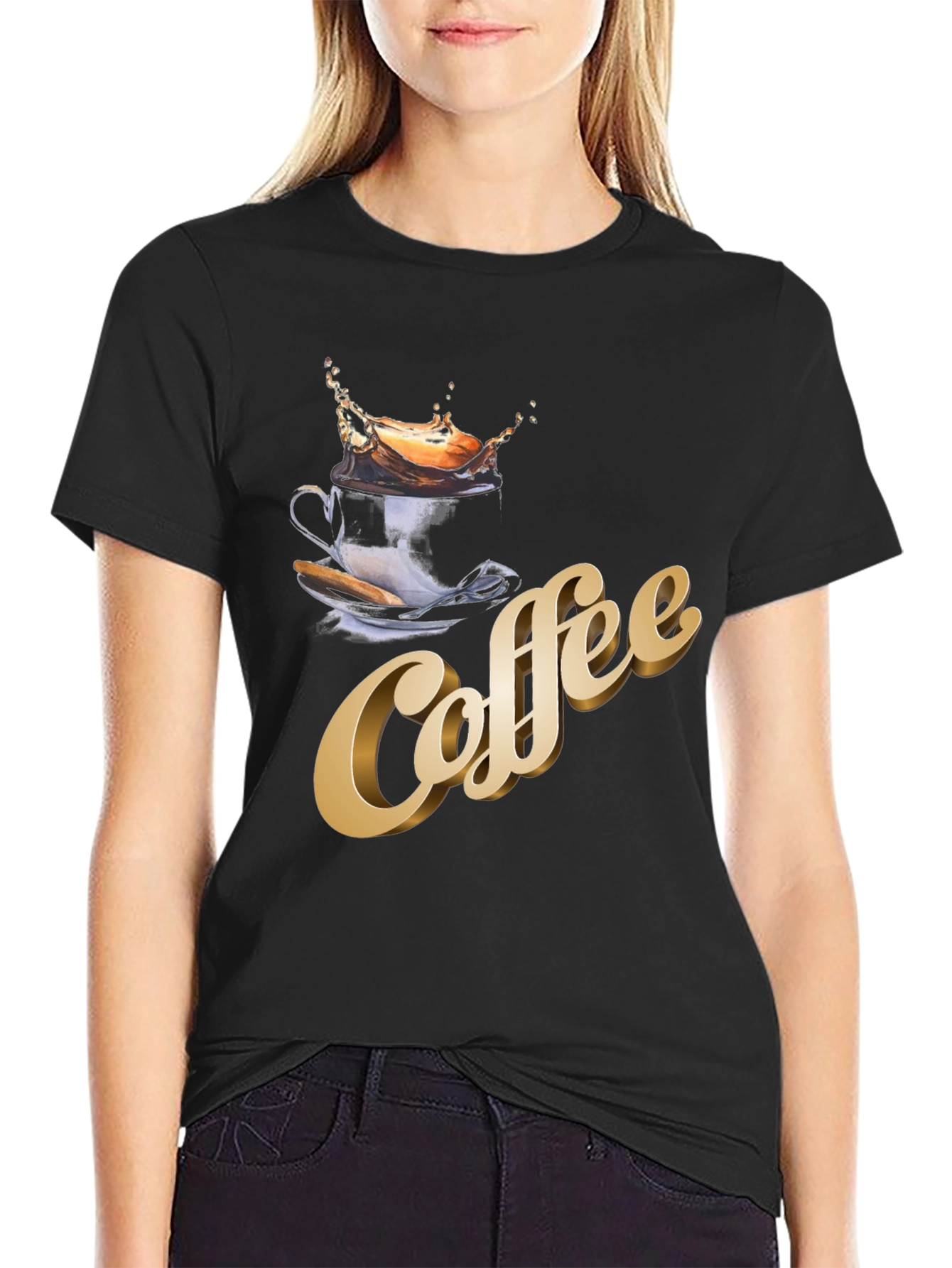 Coffee Splash Graphic T-Shirt - Premium Cotton Blend