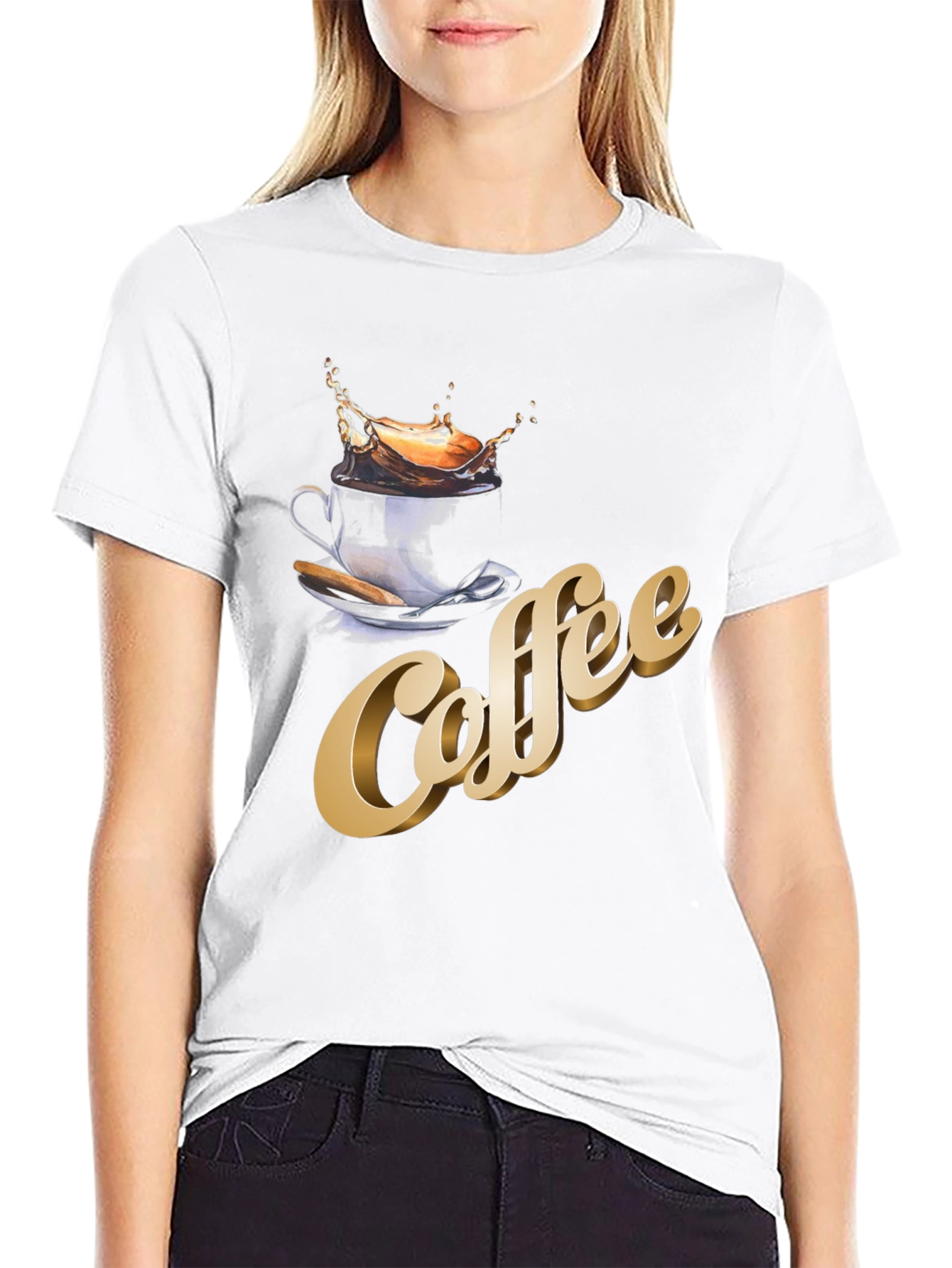 Coffee Splash Graphic T-Shirt - Premium Cotton Blend