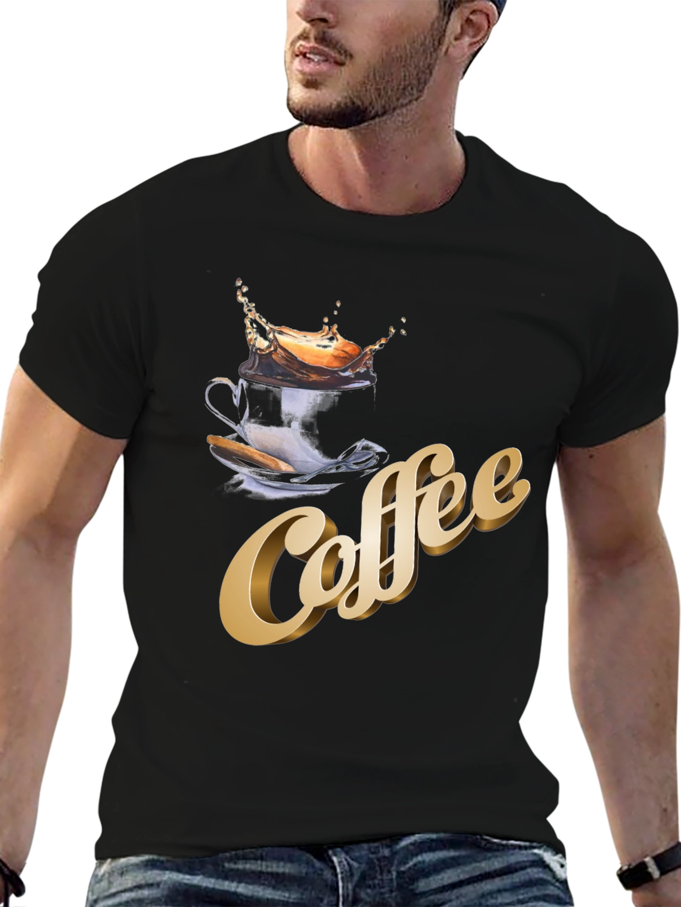 Coffee Splash Graphic T-Shirt - Premium Cotton Blend