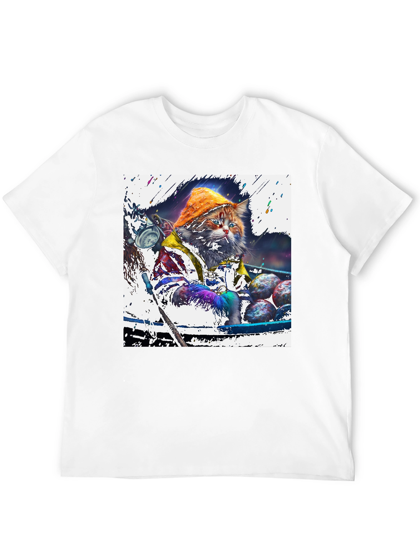 Fishing Cat Graphic Tee - Unique Art Print
