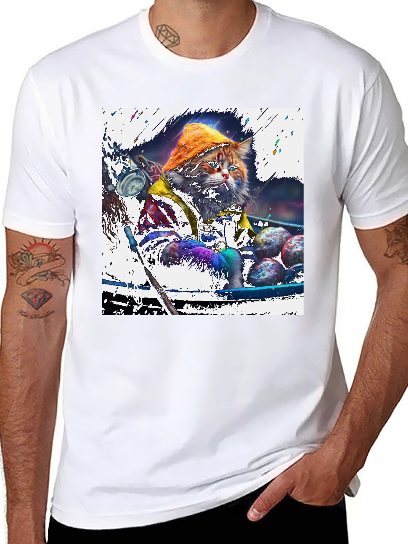 Fishing Cat Graphic Tee - Unique Art Print