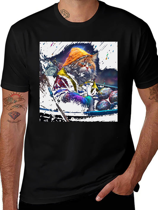 Fishing Cat Graphic Tee - Unique Art Print