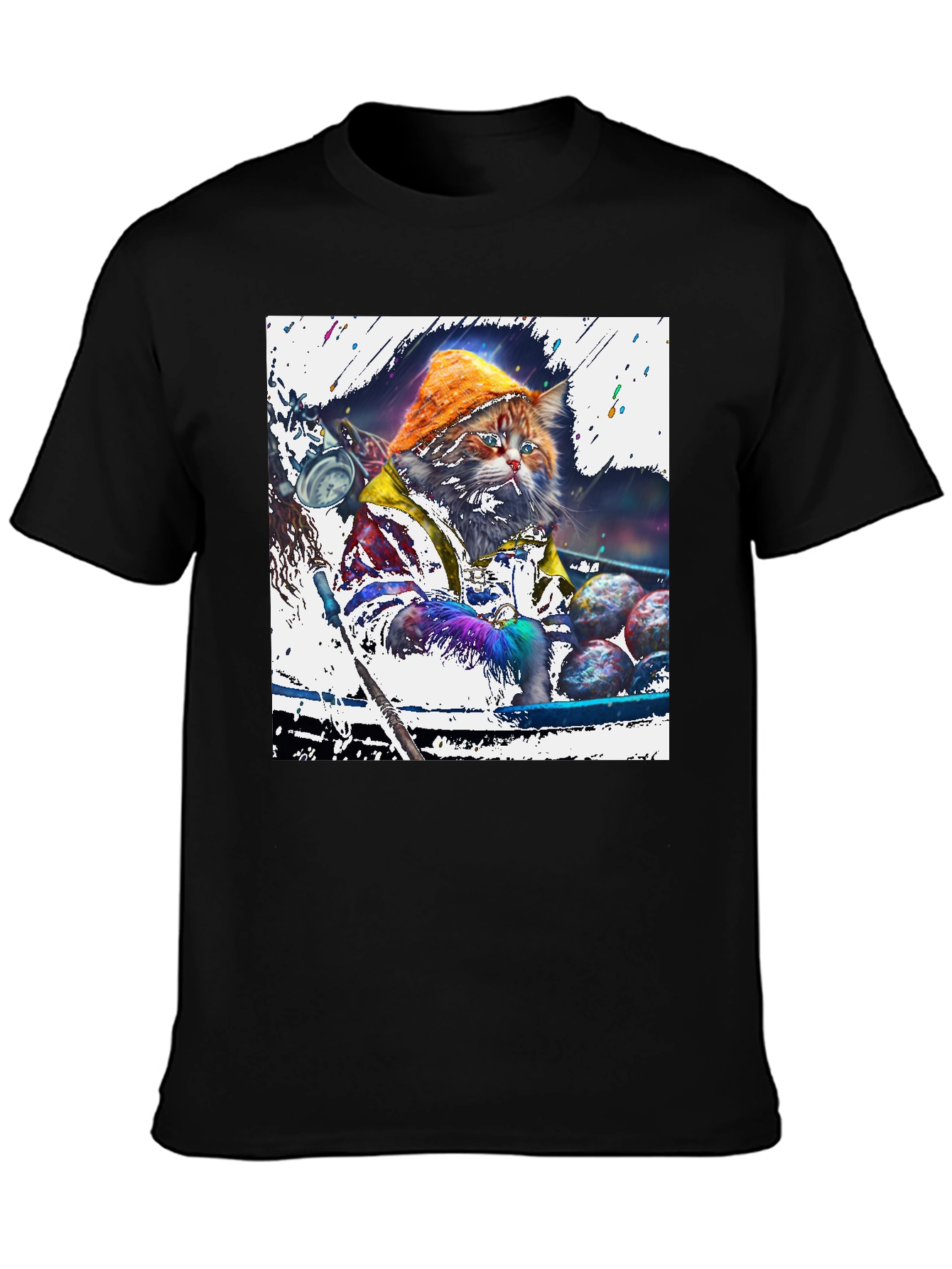 Fishing Cat Graphic Tee - Unique Art Print