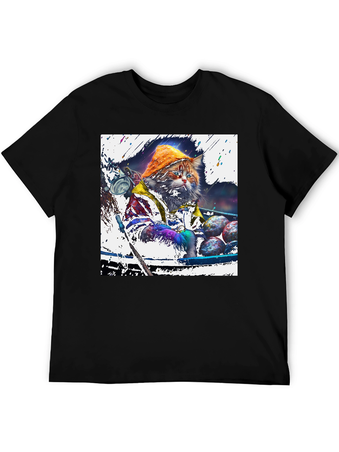 Fishing Cat Graphic Tee - Unique Art Print
