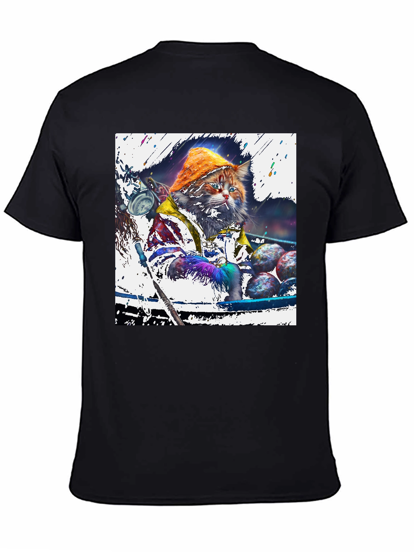 Fishing Cat Graphic Tee - Unique Art Print