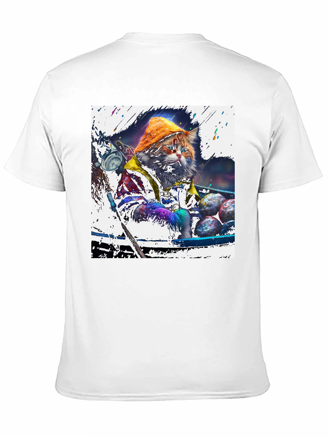 Fishing Cat Graphic Tee - Unique Art Print