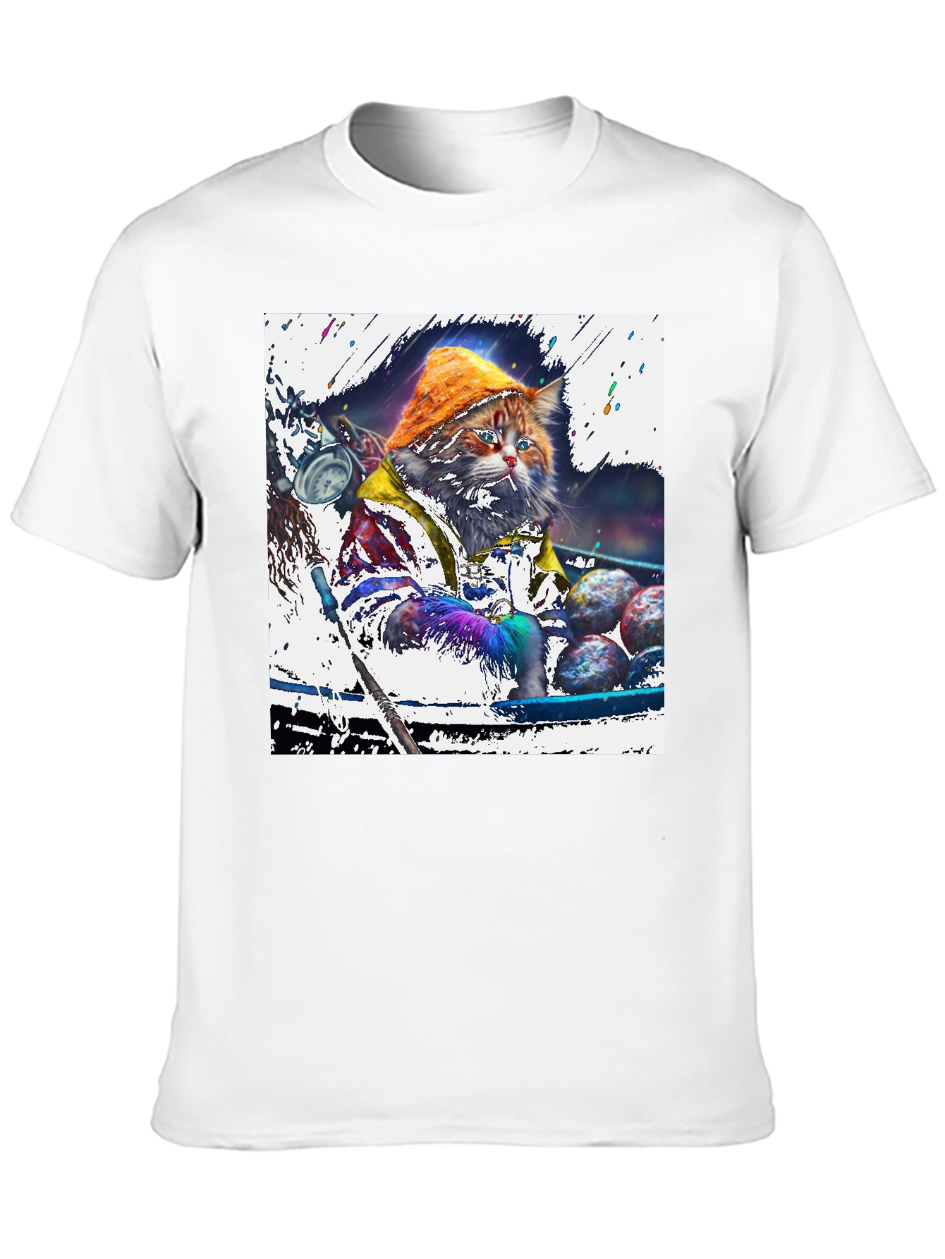 Fishing Cat Graphic Tee - Unique Art Print