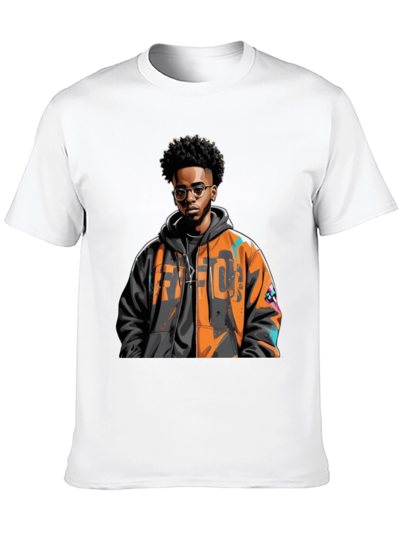 Stylish Black T-Shirt with Urban Art Design