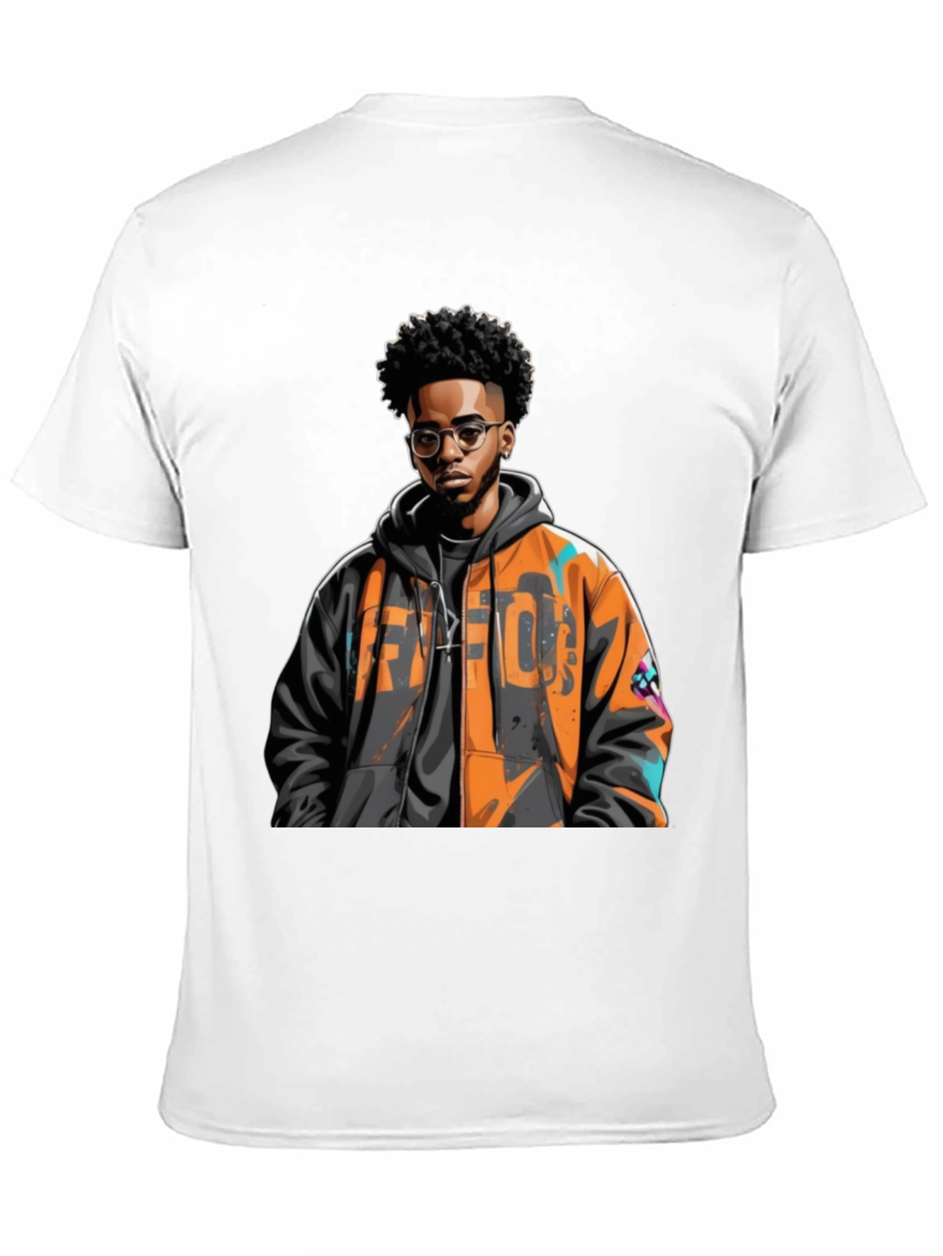 Stylish Black T-Shirt with Urban Art Design