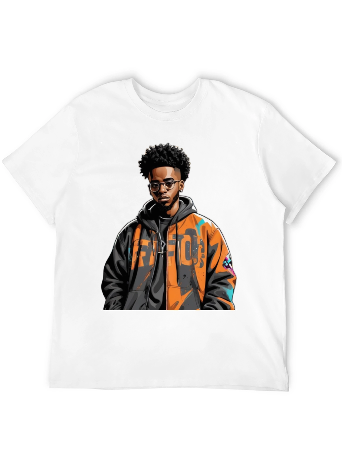Stylish Black T-Shirt with Urban Art Design