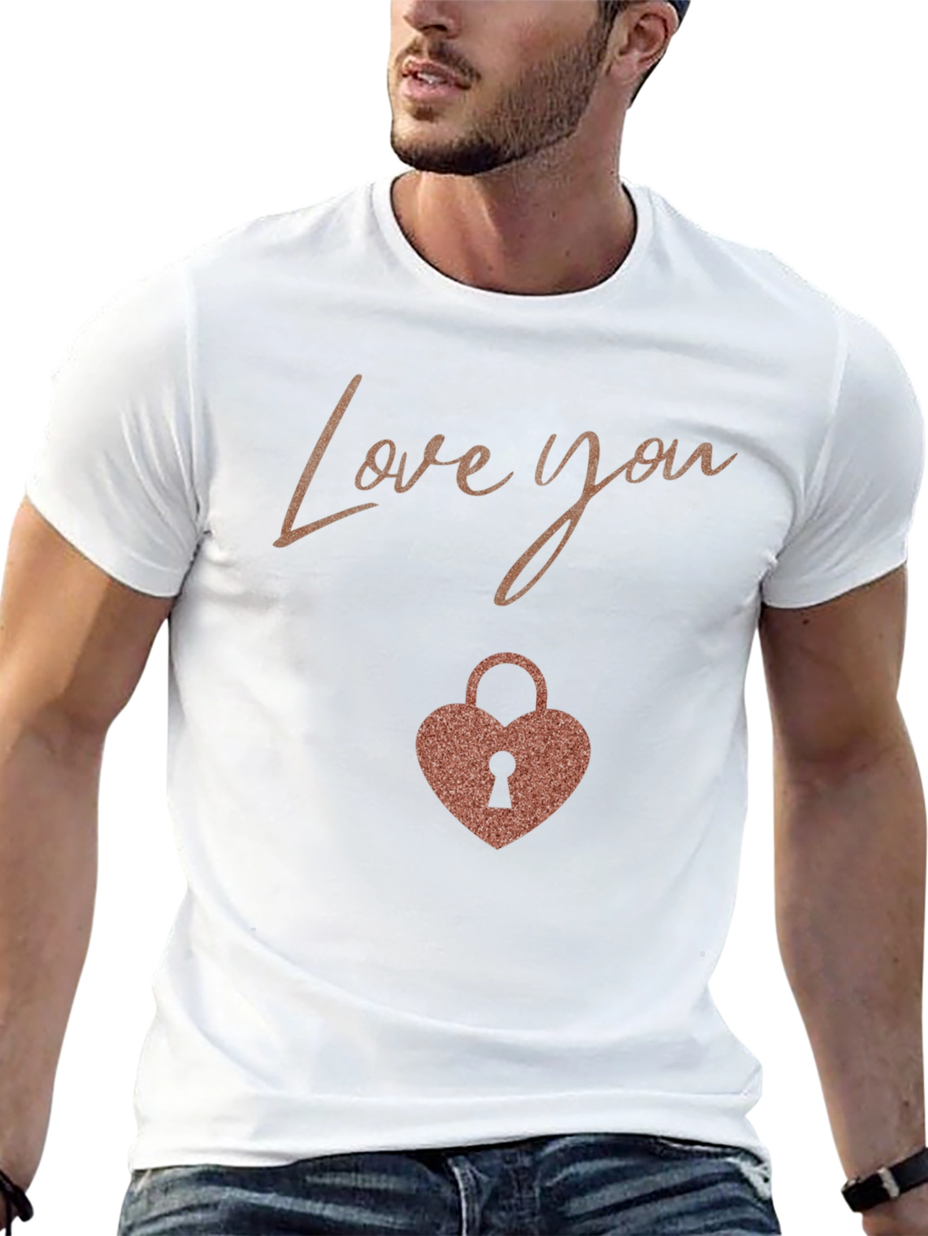 Love You Heart Lock Black T-Shirt