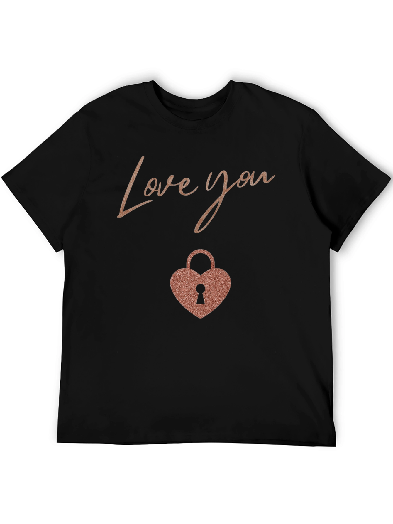 Love You Heart Lock Black T-Shirt