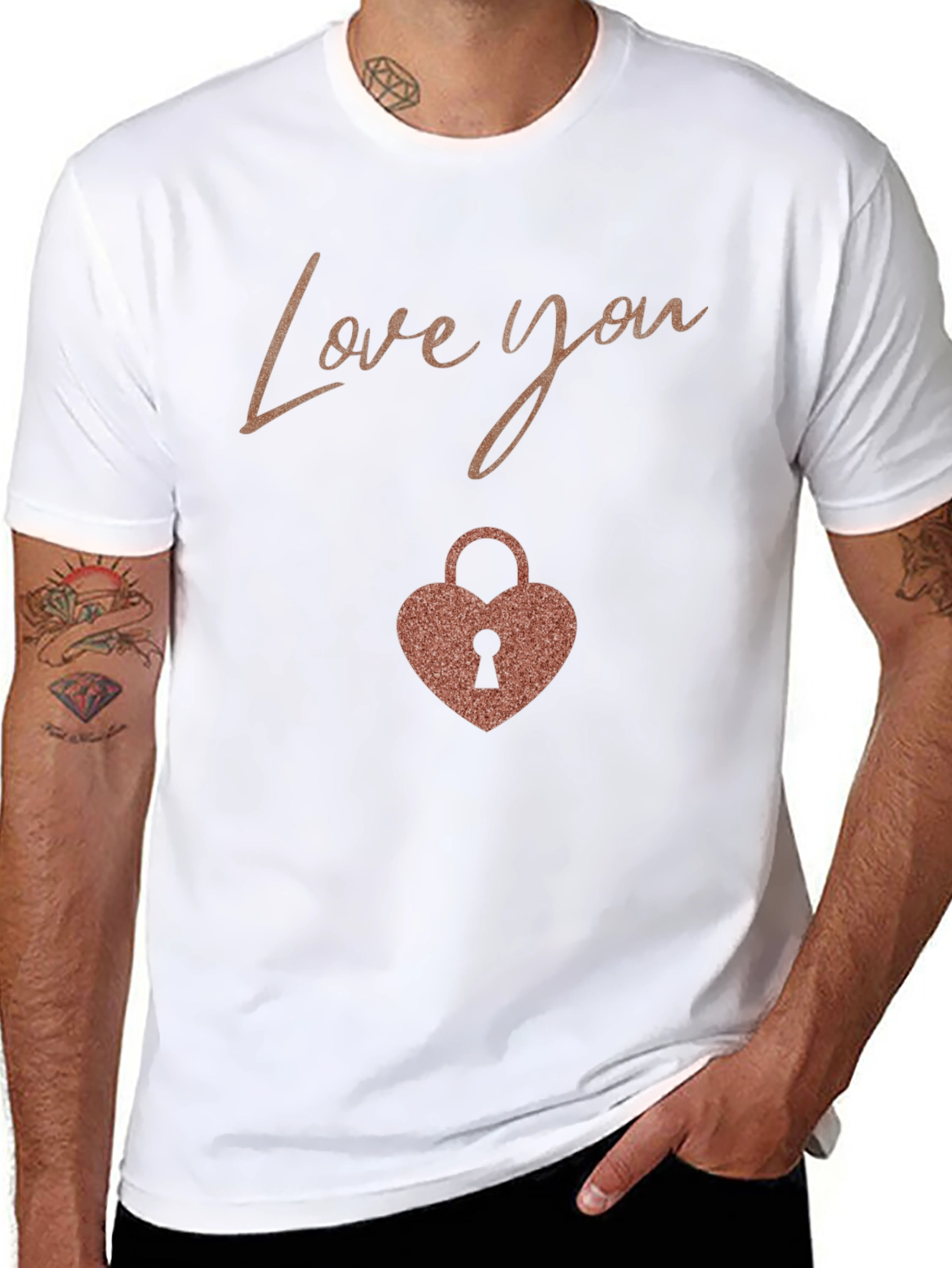 Love You Heart Lock Black T-Shirt