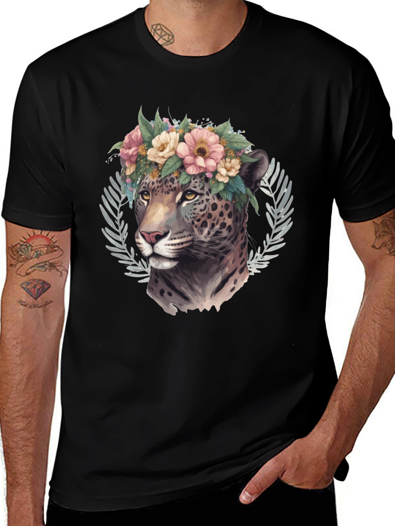 Floral Jaguar Graphic Tee - Stylish & Unique