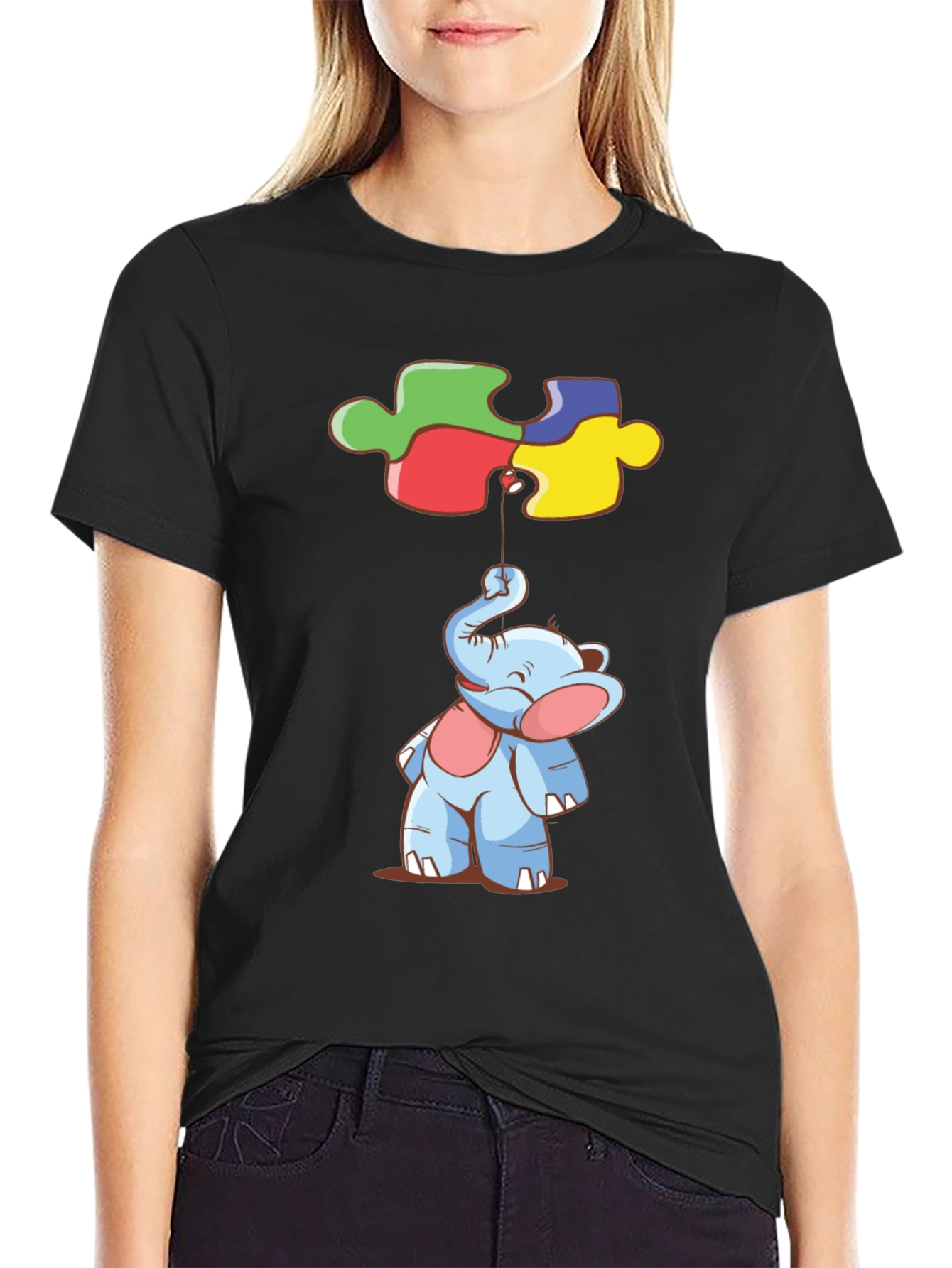 Elephant Autism Awareness Puzzle Piece T-Shirt